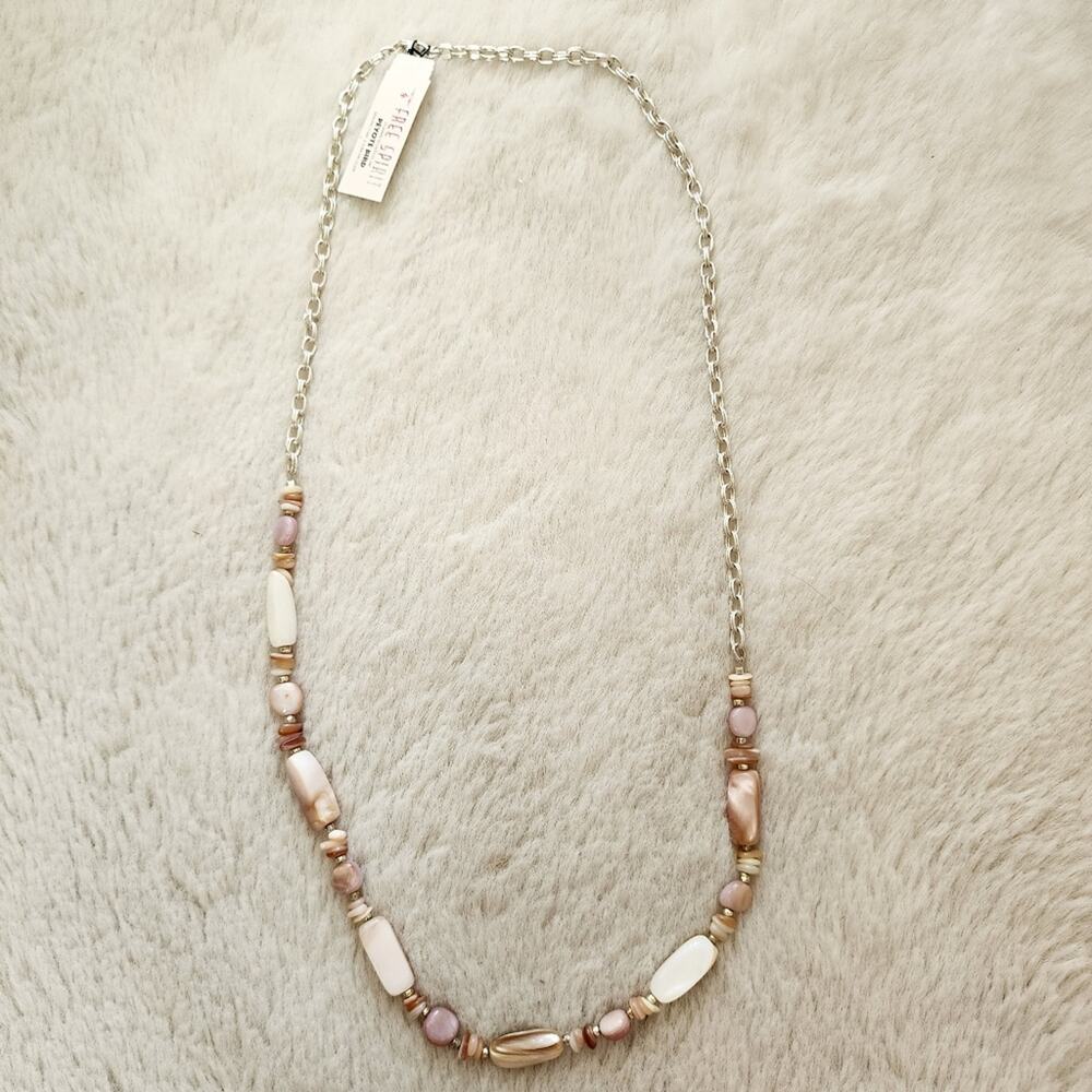 Peyote Bird Sterling Silver Rose Quartz Cream Beaded Long Necklace NWT
